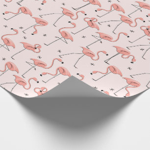 Papier Cadeau Flamants roses Papier d'emballage rose