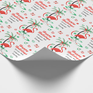 Papier Cadeau Flamingo rouge Noël Joyeux Noël Texte