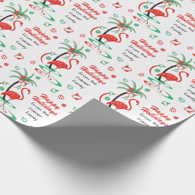 Papier Cadeau Flamingo rouge Noël Joyeux Noël Texte (Coin)