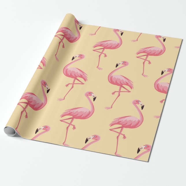 Papier Cadeau Flamingo seamless pattern background. Pink flaming (Déroulé)