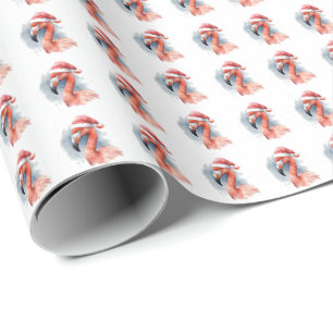 Papier Cadeau Flamingo Snowbird de Noël
