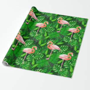 Papier Cadeau Flamingo tropical water color