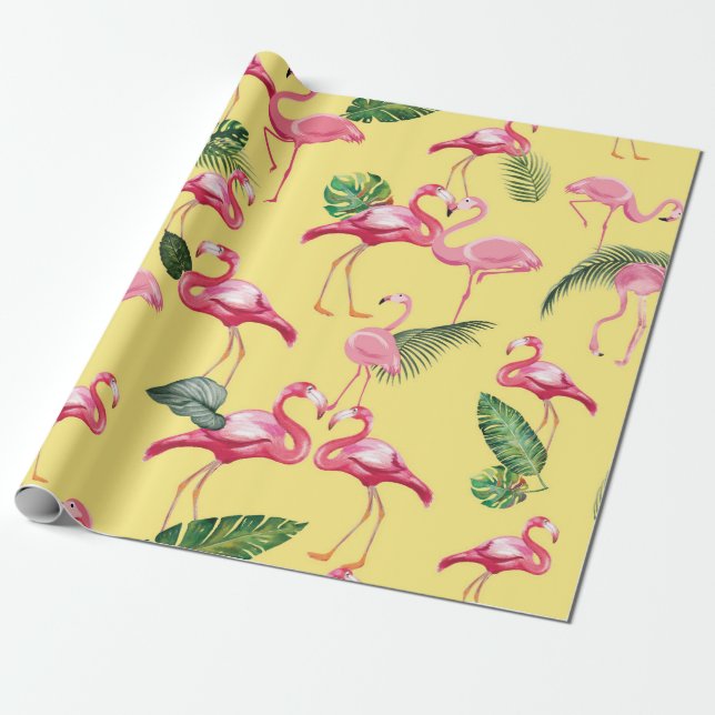 Papier Cadeau Flamingos Love Motif 3 (Déroulé)
