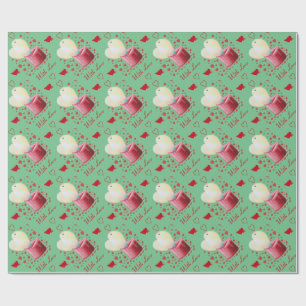 Papier Cadeau flamme en forme de coeur chandelle rouge valentine