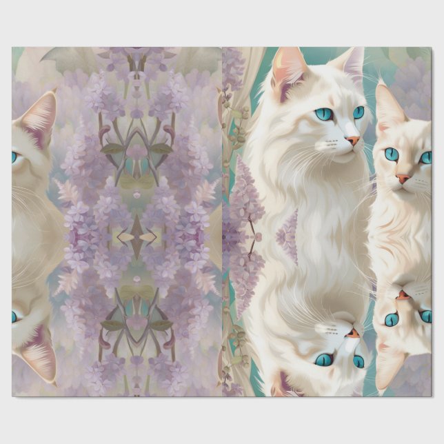 Papier Cadeau flamme et Lilac Lynx Point Siamese Portrait Art (Couture)