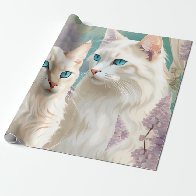 Papier Cadeau flamme et Lilac Lynx Point Siamese Portrait Art (Déroulé)