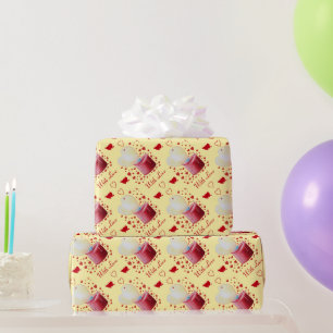 Papier Cadeau flamme rouge chandelle en forme de coeur