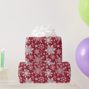 Papier Cadeau Flammes blanches sur Rouge