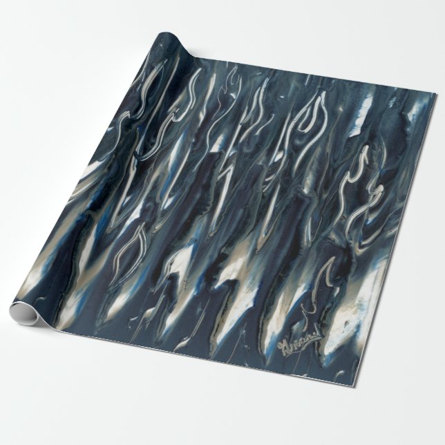 Papier Cadeau Flammes bleues cool (Déroulé)