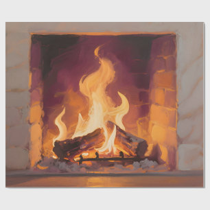 Papier Cadeau Flammes de cheminée cosy