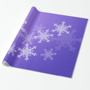 Papier Cadeau Flammes de neige blanc Indigo Noël minimaliste