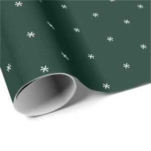 Papier Cadeau Flammes de neige blanc vert foncé