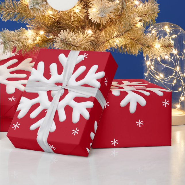 Papier Cadeau Flammes de neige blanches sur Noël arrière - plan  (Vacances)