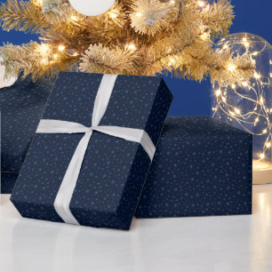 Papier Cadeau Flammes de neige bleu clair Noël bleu foncé