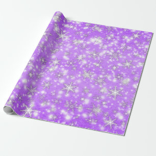 Papier Cadeau Flammes de neige de Noël Étincelles en magenta