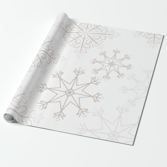Papier Cadeau Flammes de neige délicates Noël blanc (Déroulé)