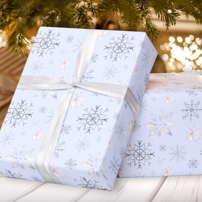 Papier Cadeau Flammes de neige d'hiver Papier d'enveloppement de (Winter Snowflakes Christmas Wrapping Paper)