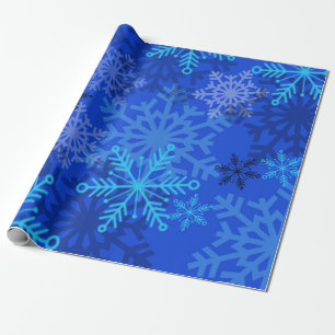 Papier Cadeau Flammes de neige en couche sur bleu