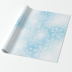 Papier Cadeau Flammes de neige et lumières bleu