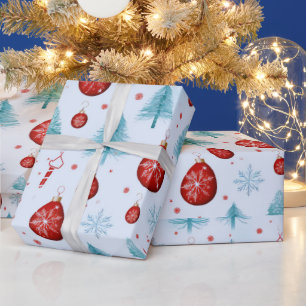 Papier Cadeau Flammes de neige Reindeer Ornements Noël vert