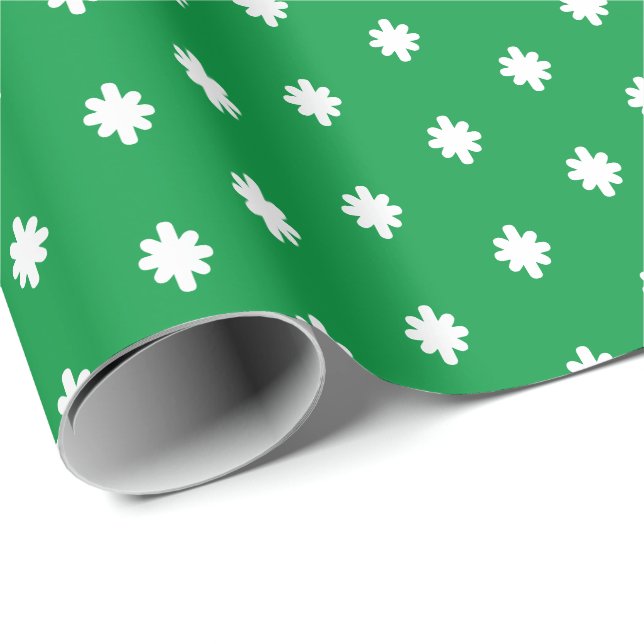 Papier Cadeau Flammes de neige vert moderne cadeau vacances hive (Coin rond)