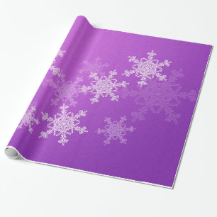 Papier Cadeau Flammes de neige violettes blanches Noël minimalis