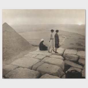 Papier Cadeau Flapper Girls Sunrise Khufu Pyramid, Égypte 1920