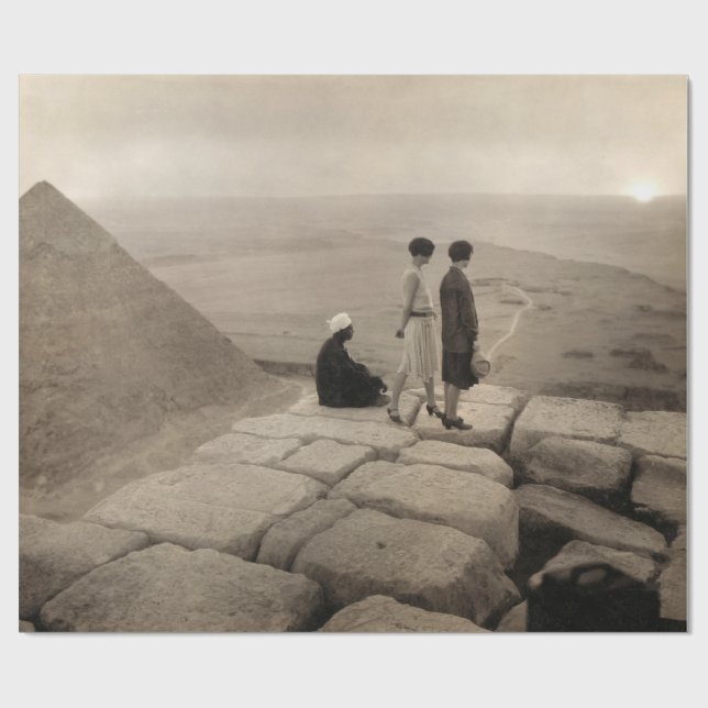 Papier Cadeau Flapper Girls Sunrise Khufu Pyramid, Égypte 1920 (Plat)