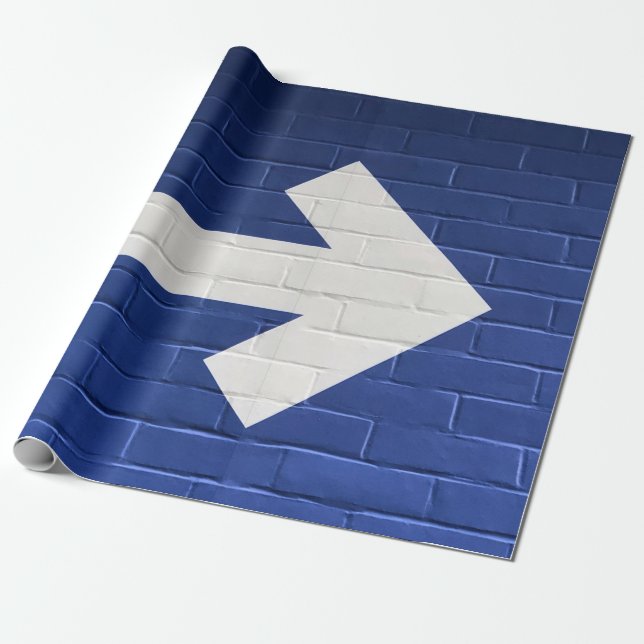 Papier Cadeau Flèche blanche peinte sur mur de briques (Déroulé)