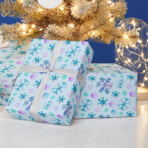 Papier Cadeau Flèche de neige bleue et violette Noël vert modern