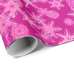Papier Cadeau Flèche De Neige Géométrique Moderne, Rose Fuchsia 