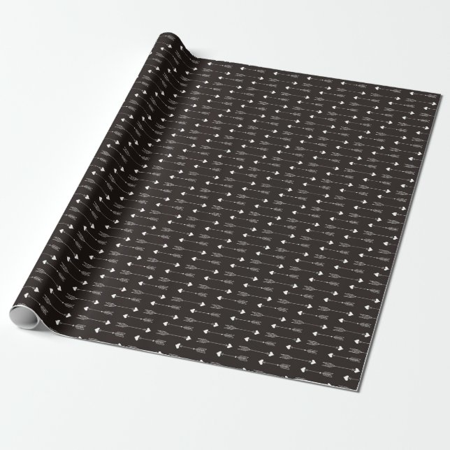 Papier Cadeau Flèches, coeurs, motif vintage abstrait. (Déroulé)