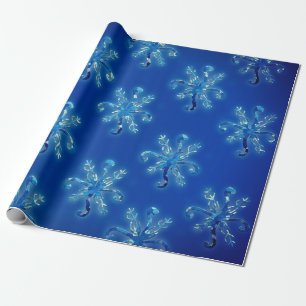 Papier Cadeau Flèches de neige bleu aquarelle