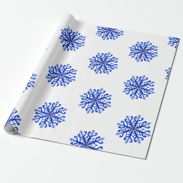 Papier Cadeau Flèches de neige bleu aquarelle (Déroulé)