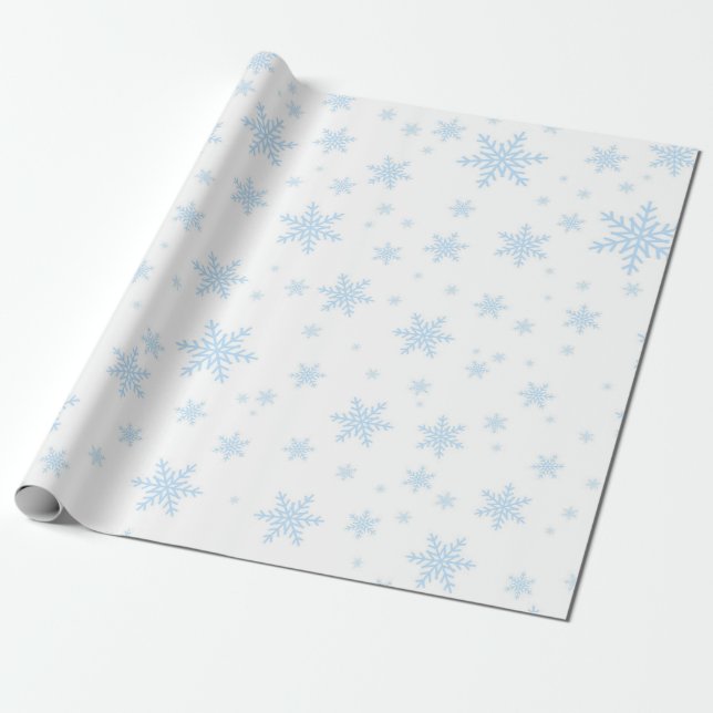 Papier Cadeau Flèches de neige bleues en blanc (Déroulé)