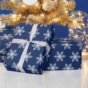 Papier Cadeau Flèches de neige bleues et blanches de la marine m