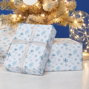 Papier Cadeau Flèches de neige bleues et blanches hiver Noël mod