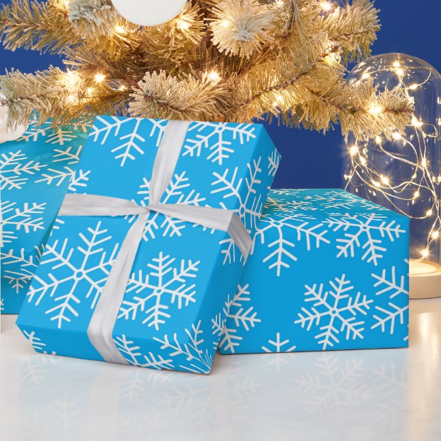 Papier Cadeau Flèches de neige bleues et blanches Motif Noël Wra (Vacances)