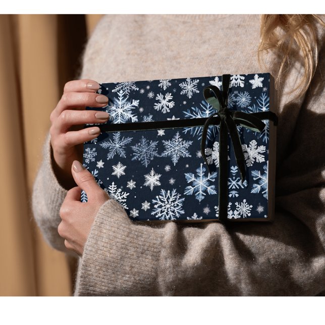 Papier Cadeau Flèches de neige Design hiver Bleu froid mou (Créateur téléchargé)
