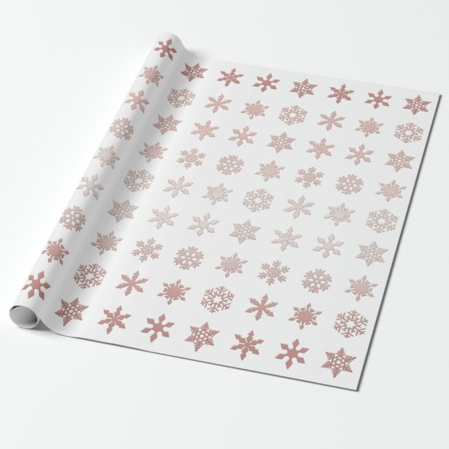 Papier Cadeau Flèches de neige rose pâle à motif (Déroulé)