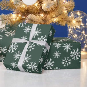 Papier Cadeau Flèches de neige vertes illustration motif de noël