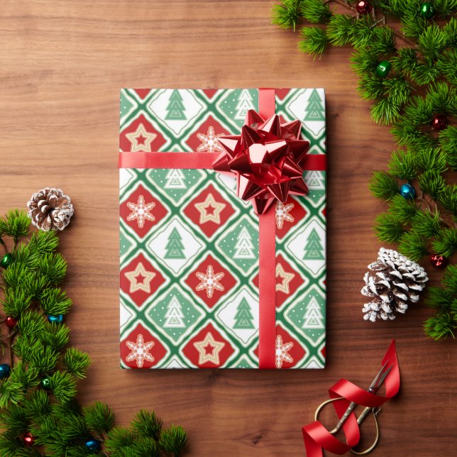 Papier Cadeau Flèches de Noël et arbres de Noël (Cadeau de vacances)