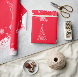 Papier Cadeau Flèches modernes de Noël rouge