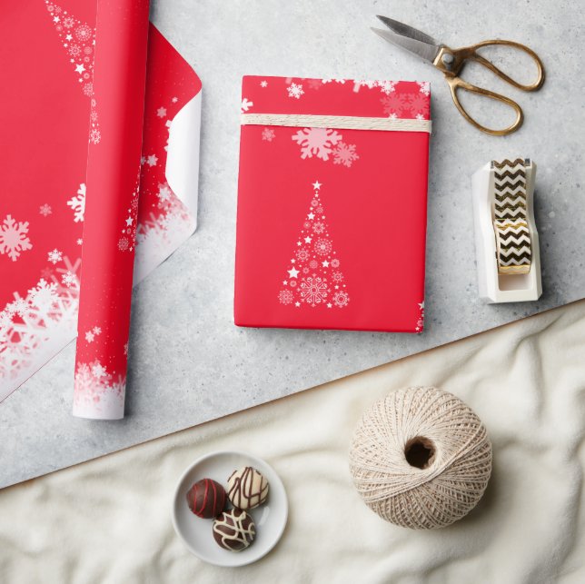 Papier Cadeau Flèches modernes de Noël rouge (Artisanat)