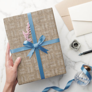 Papier Cadeau Flèches sur lin caramel