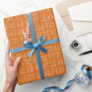 Papier Cadeau Flèches sur lin orange vif