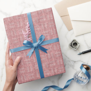 Papier Cadeau Flèches sur lin rose