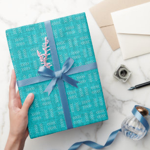 Papier Cadeau Flèches sur lin turquoise