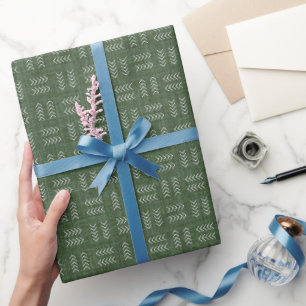 Papier Cadeau Flèches sur lin vert forêt