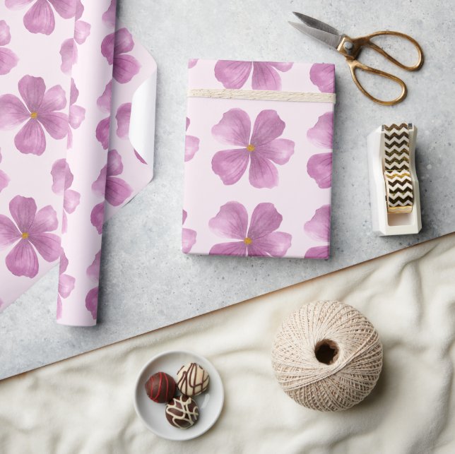 Papier Cadeau Fleur aquarelle violette (Artisanat)